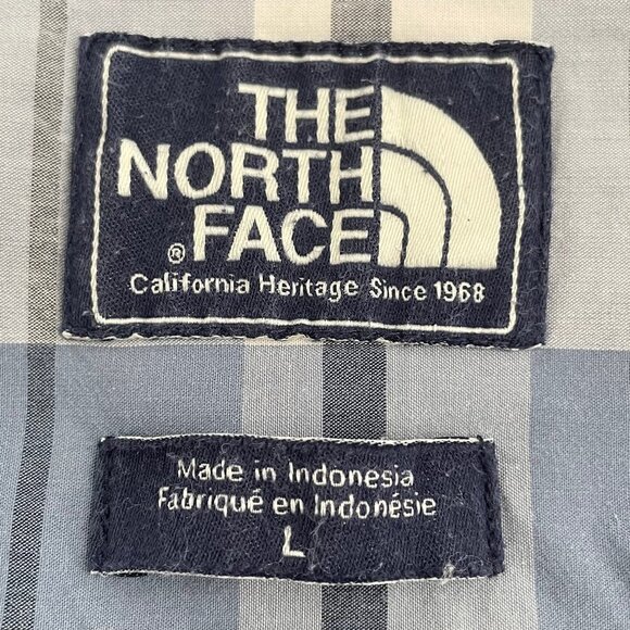 The North Face Casual LS Button Down Plaid 100% Cotton Shirt Blues + White Sz L - Picture 10 of 13